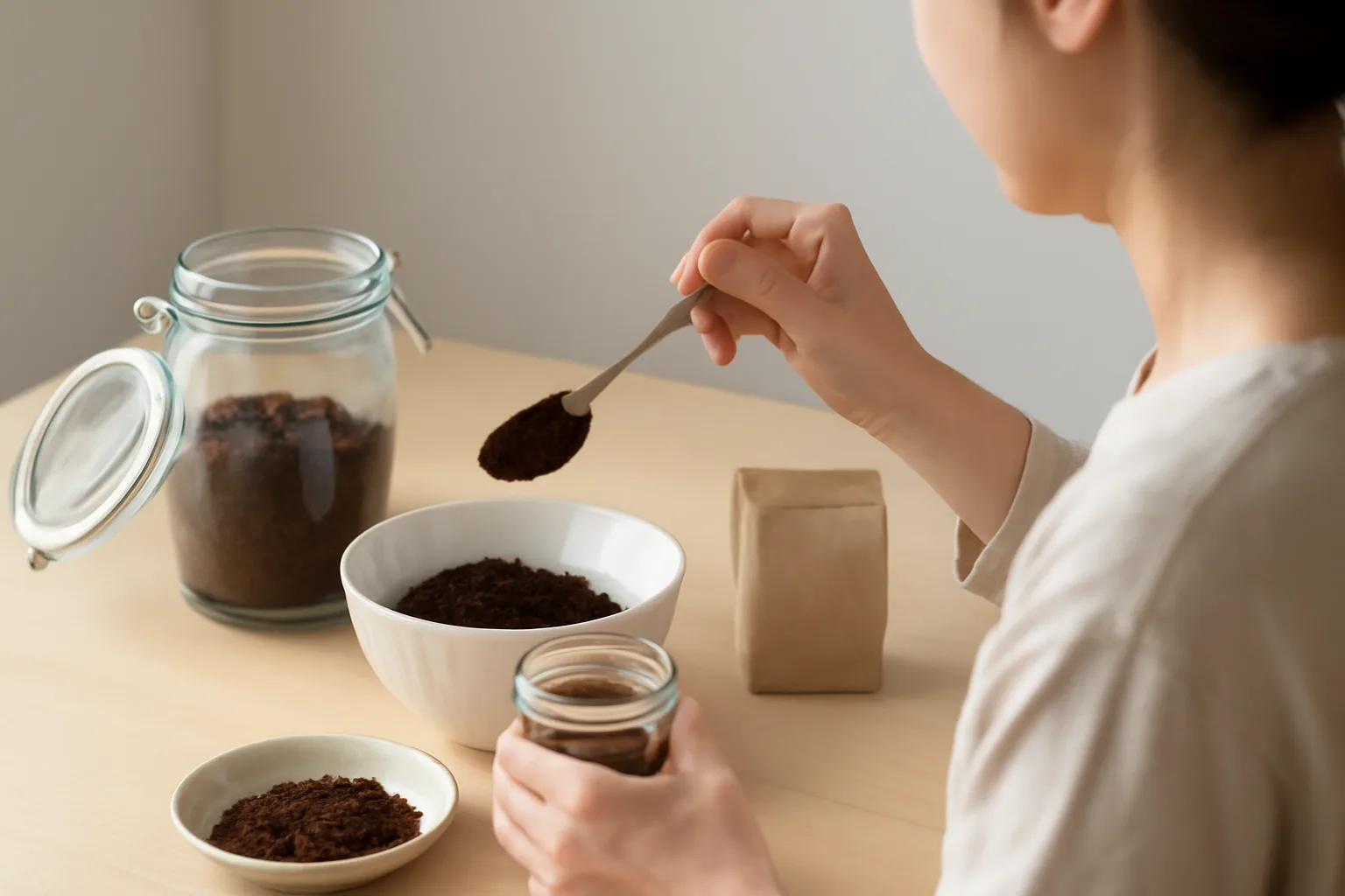 コーヒーかすの消臭に合う入れ物は?湿り具合と置き場所で選ぶコツ