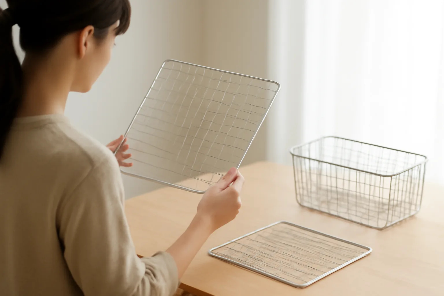 100均の網を賢く選ぶ｜調理用の比較と壁を傷つけにくい収納DIY